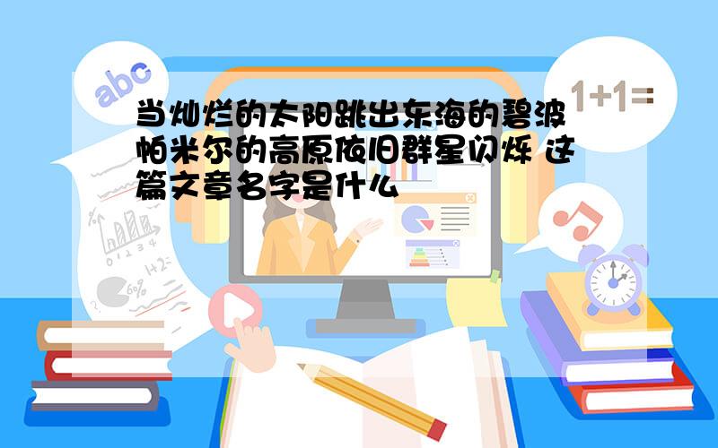 当灿烂的太阳跳出东海的碧波 帕米尔的高原依旧群星闪烁 这篇文章名字是什么