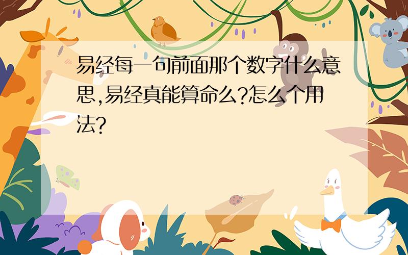 易经每一句前面那个数字什么意思,易经真能算命么?怎么个用法?