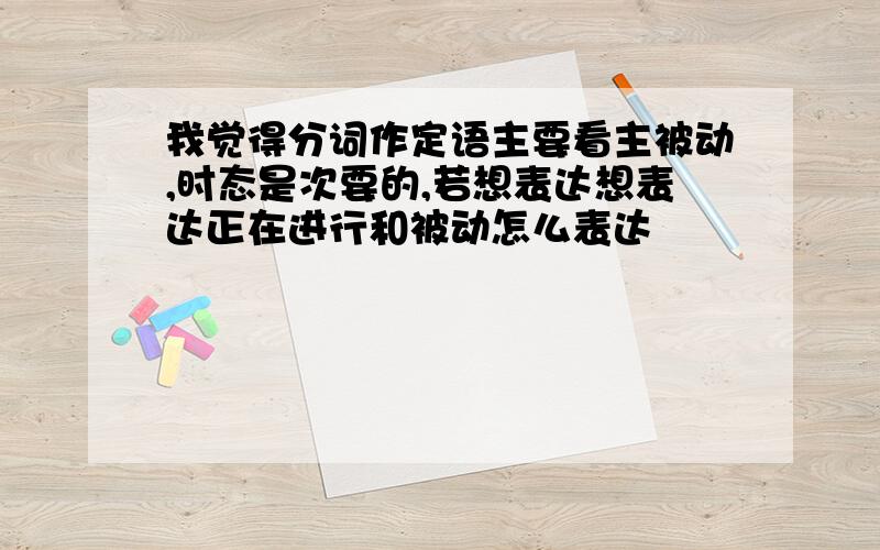 我觉得分词作定语主要看主被动,时态是次要的,若想表达想表达正在进行和被动怎么表达