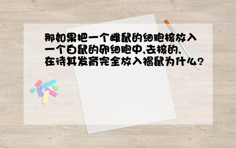 那如果把一个雌鼠的细胞核放入一个白鼠的卵细胞中,去核的,在待其发育完全放入褐鼠为什么?