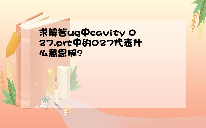 求解答ug中cavity 027.prt中的027代表什么意思啊?