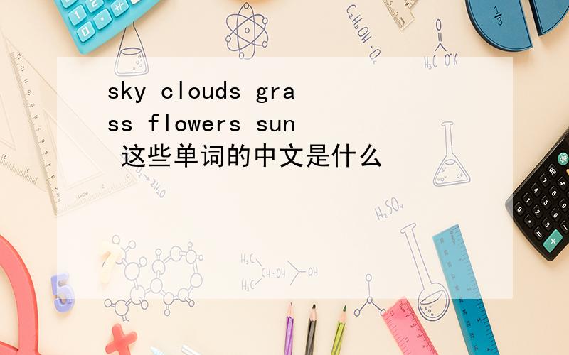 sky clouds grass flowers sun 这些单词的中文是什么