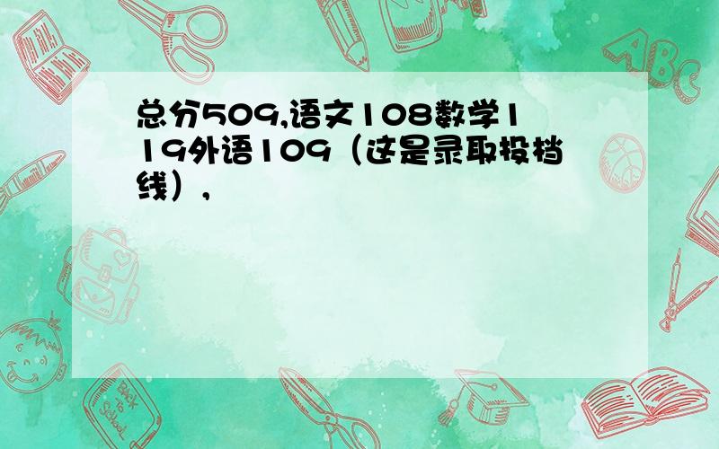 总分509,语文108数学119外语109（这是录取投档线）,