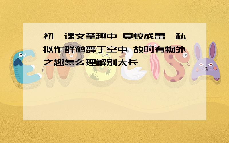 初一课文童趣中 夏蚊成雷,私拟作群鹤舞于空中 故时有物外之趣怎么理解别太长