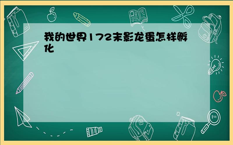 我的世界172末影龙蛋怎样孵化