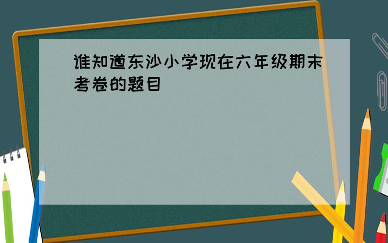 谁知道东沙小学现在六年级期末考卷的题目