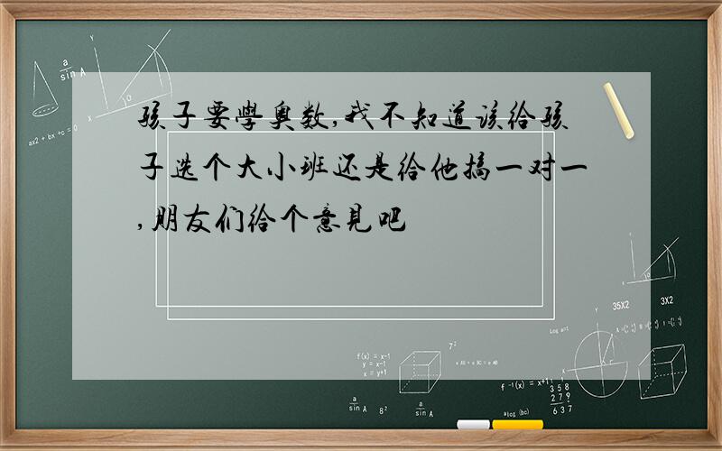 孩子要学奥数,我不知道该给孩子选个大小班还是给他搞一对一,朋友们给个意见吧