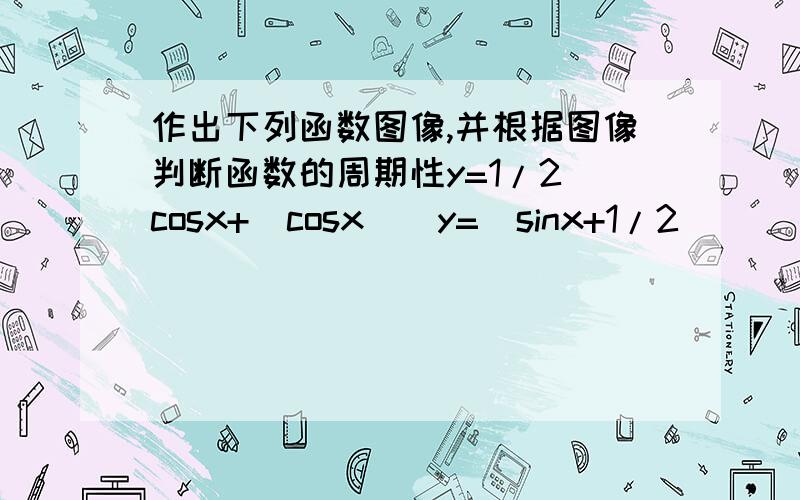 作出下列函数图像,并根据图像判断函数的周期性y=1/2(cosx+|cosx|)y=|sinx+1/2|