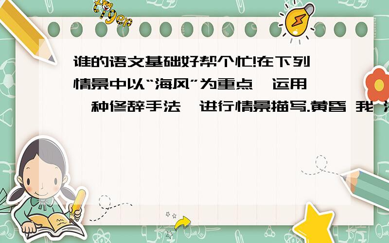 谁的语文基础好帮个忙!在下列情景中以“海风”为重点,运用一种修辞手法,进行情景描写.黄昏 我 海风