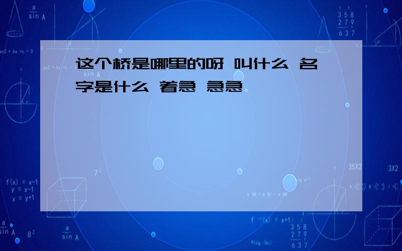 这个桥是哪里的呀 叫什么 名字是什么 着急 急急