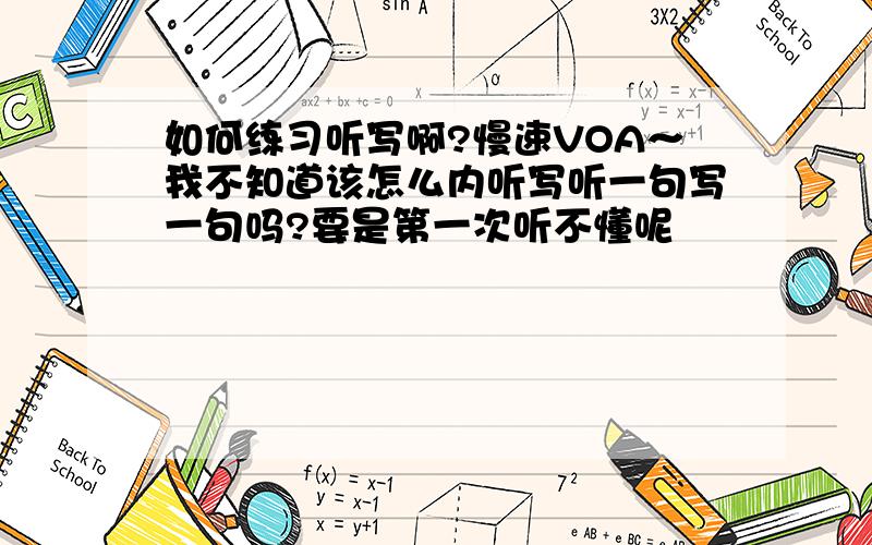 如何练习听写啊?慢速VOA～我不知道该怎么内听写听一句写一句吗?要是第一次听不懂呢