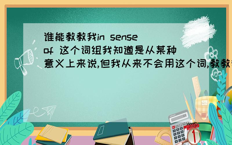 谁能教教我in sense of 这个词组我知道是从某种意义上来说,但我从来不会用这个词,教教我怎么用这个词把两个句子连成一个.