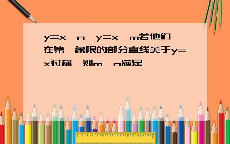 y=x^n,y=x^m若他们在第一象限的部分直线关于y=x对称,则m,n满足