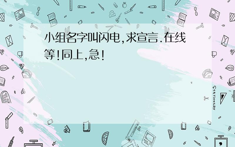 小组名字叫闪电,求宣言.在线等!同上,急!