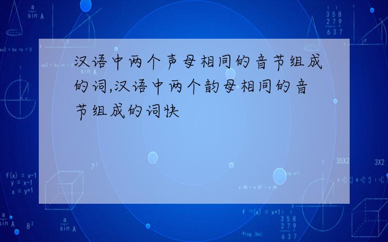 汉语中两个声母相同的音节组成的词,汉语中两个韵母相同的音节组成的词快