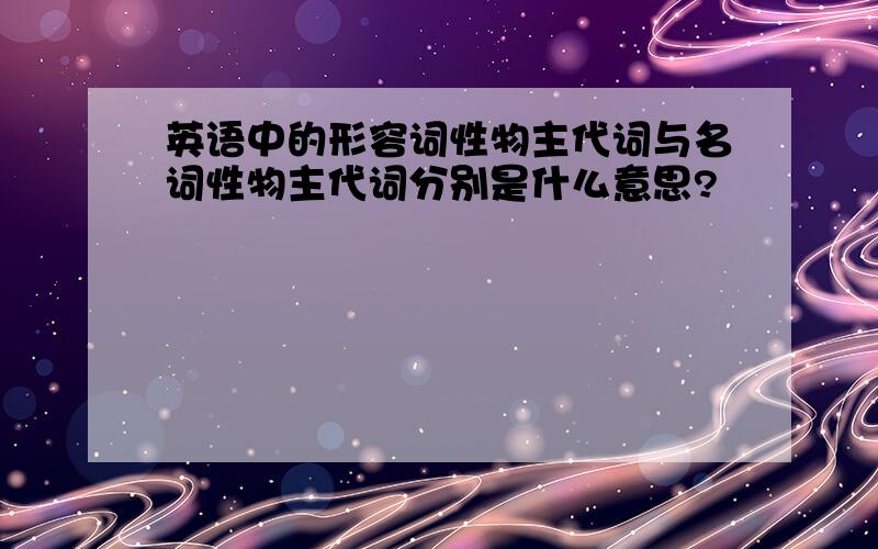 英语中的形容词性物主代词与名词性物主代词分别是什么意思?