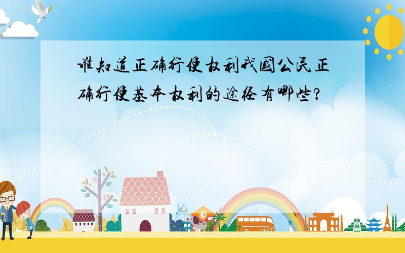 谁知道正确行使权利我国公民正确行使基本权利的途径有哪些?