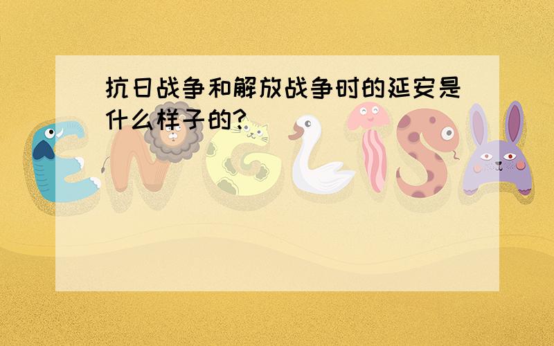 抗日战争和解放战争时的延安是什么样子的?