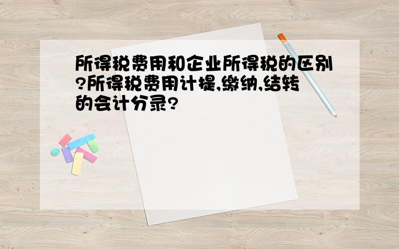 所得税费用和企业所得税的区别?所得税费用计提,缴纳,结转的会计分录?