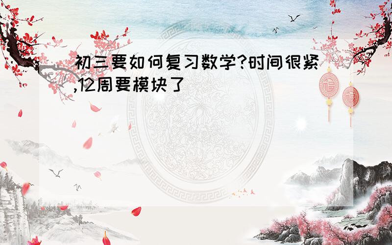 初三要如何复习数学?时间很紧,12周要模块了