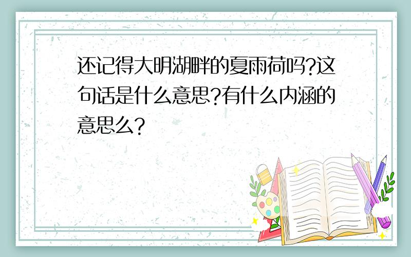 还记得大明湖畔的夏雨荷吗?这句话是什么意思?有什么内涵的意思么?