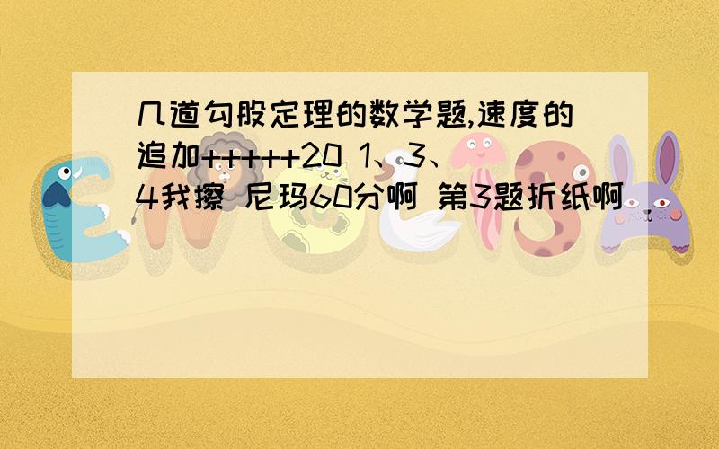 几道勾股定理的数学题,速度的追加+++++20 1、3、4我擦 尼玛60分啊 第3题折纸啊