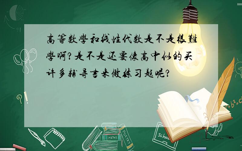 高等数学和线性代数是不是很难学啊?是不是还要像高中似的买许多辅导书来做练习题呢?