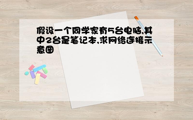 假设一个同学家有5台电脑,其中2台是笔记本,求网络连接示意图