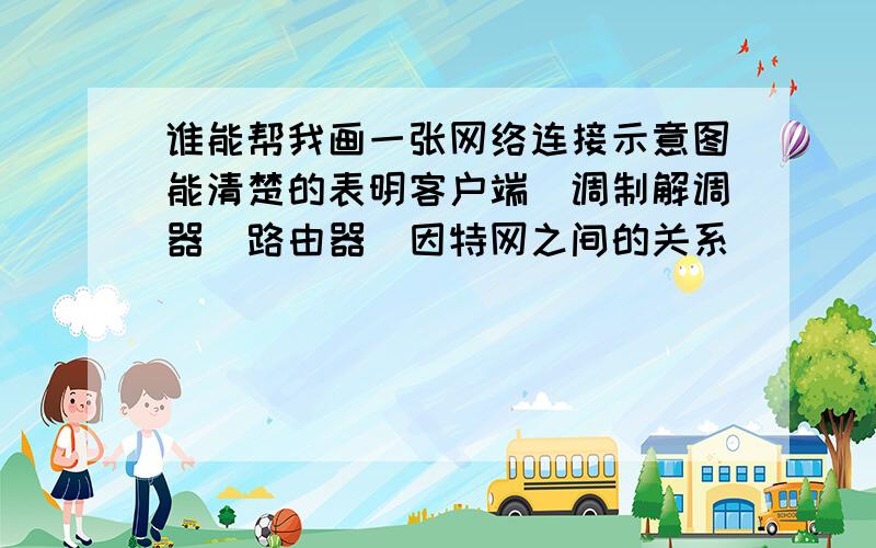 谁能帮我画一张网络连接示意图能清楚的表明客户端\调制解调器\路由器\因特网之间的关系