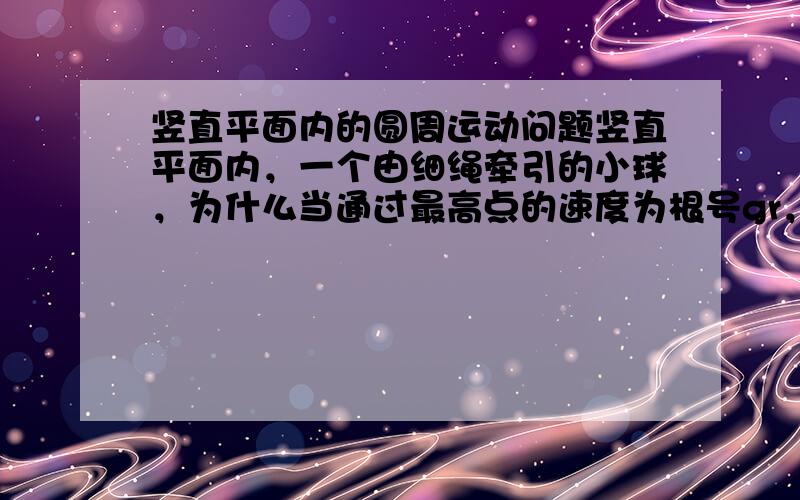 竖直平面内的圆周运动问题竖直平面内，一个由细绳牵引的小球，为什么当通过最高点的速度为根号gr，方向向左的时候，会通过以r为半径的圆的最左点。就是说只要以根号GR通过了最高点