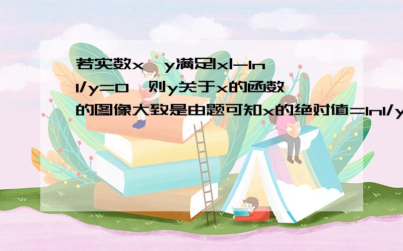 若实数x、y满足|x|-ln1/y=0,则y关于x的函数的图像大致是由题可知x的绝对值=ln1/y之后不应该是1/y=e的x的绝对值次方么为什么你说是1/y=x的绝对值的e次方