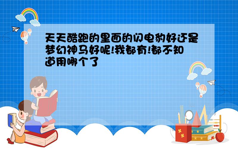 天天酷跑的里面的闪电豹好还是梦幻神马好呢!我都有!都不知道用哪个了