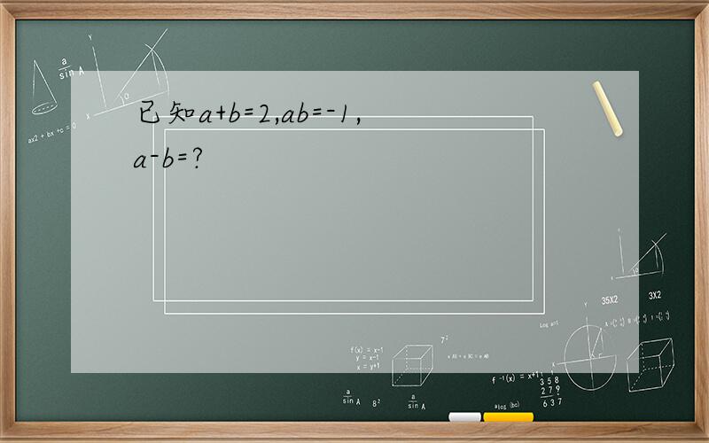 已知a+b=2,ab=-1,a-b=?