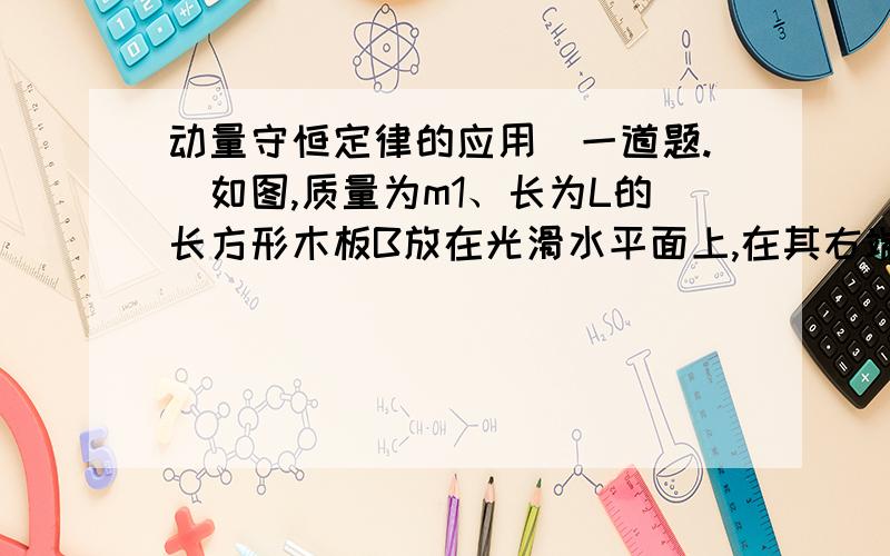 动量守恒定律的应用（一道题.）如图,质量为m1、长为L的长方形木板B放在光滑水平面上,在其右端放质量为m2的小木块A,m1>m2,现在以地面为参考系,给A、B以大小相等,方向相反的初速度时A开始向