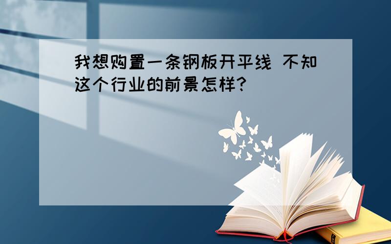 我想购置一条钢板开平线 不知这个行业的前景怎样?