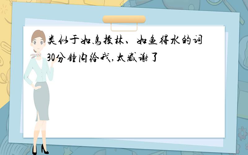 类似于如鸟投林、如鱼得水的词30分钟内给我,太感谢了