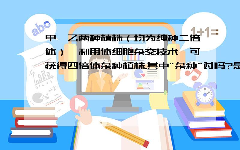 甲、乙两种植株（均为纯种二倍体）,利用体细胞杂交技术,可获得四倍体杂种植株.其中”杂种“对吗?是不是可以理解成”异源“的同义词?