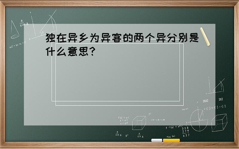 独在异乡为异客的两个异分别是什么意思?