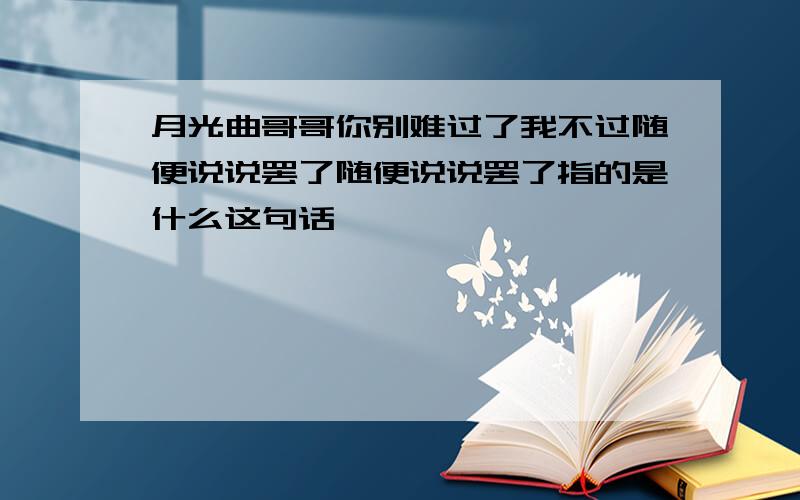 月光曲哥哥你别难过了我不过随便说说罢了随便说说罢了指的是什么这句话