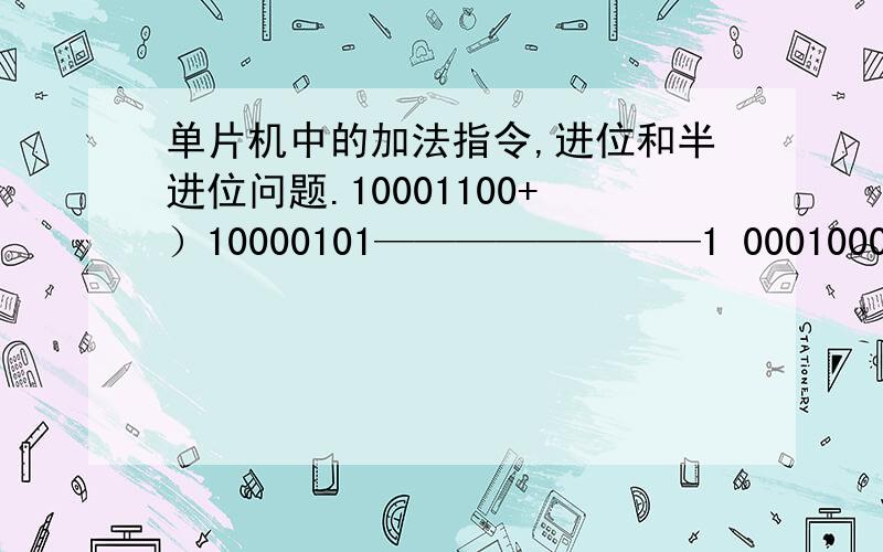 单片机中的加法指令,进位和半进位问题.10001100+）10000101————————1 00010001这个结果中,位7是哪个数啊.哪一位.位3又是哪一位,怎么看有没进位呢?可是,如果位7有进位,则cy=1.位3有进位,ac=