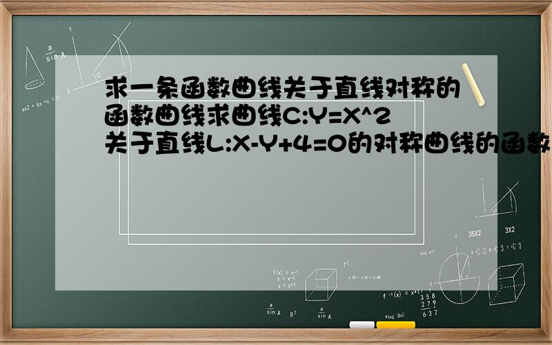 求一条函数曲线关于直线对称的函数曲线求曲线C:Y=X^2关于直线L:X-Y+4=0的对称曲线的函数表达式.