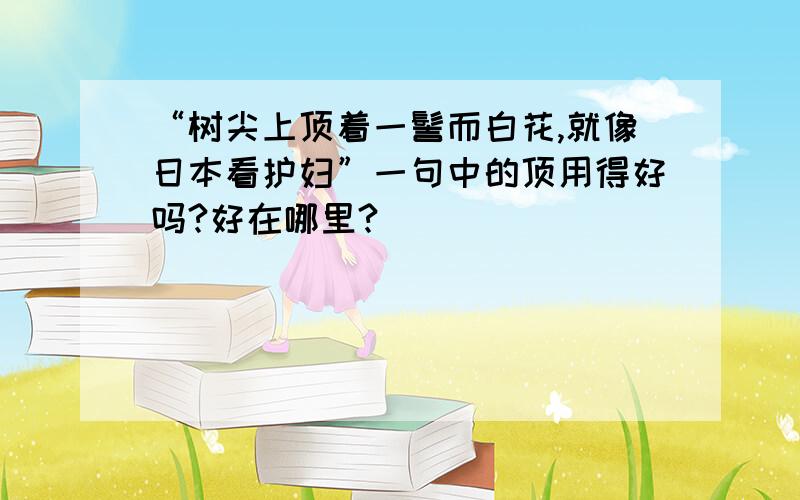 “树尖上顶着一髻而白花,就像日本看护妇”一句中的顶用得好吗?好在哪里?