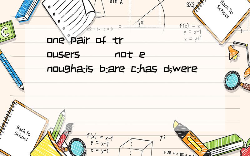 one pair of trousers___not enougha:is b:are c:has d;were