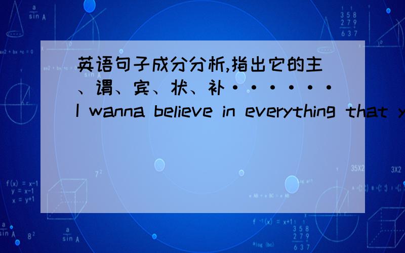 英语句子成分分析,指出它的主、谓、宾、状、补······I wanna believe in everything that you say Show me how you want it to be.Lost in an image in a dreamI‘m not girl,not yet a woman.I’m Mrs.Oh my God that Britney’s Shamel