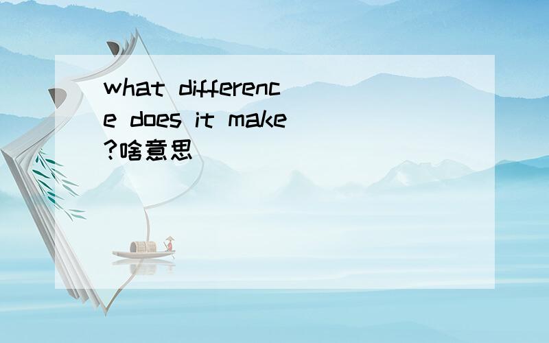 what difference does it make?啥意思