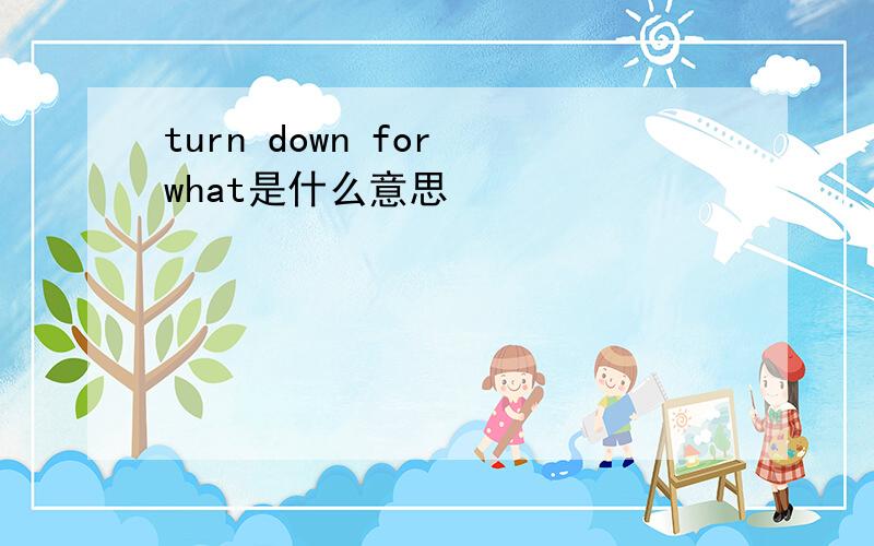 turn down for what是什么意思