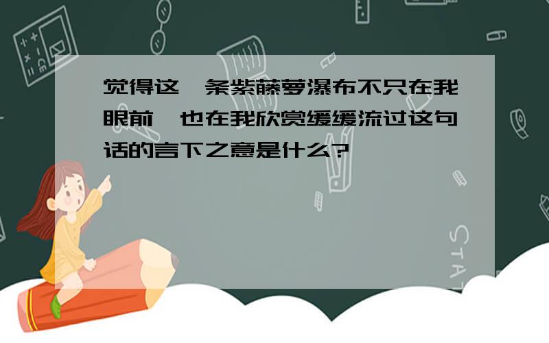 觉得这一条紫藤萝瀑布不只在我眼前,也在我欣赏缓缓流过这句话的言下之意是什么?