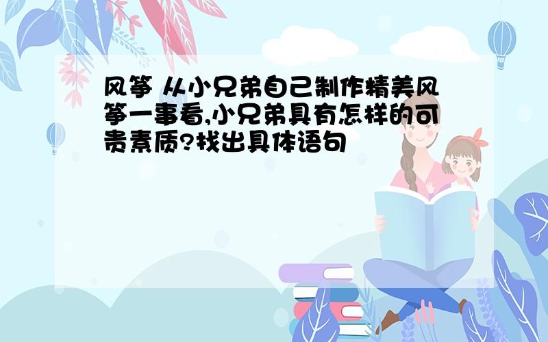 风筝 从小兄弟自己制作精美风筝一事看,小兄弟具有怎样的可贵素质?找出具体语句