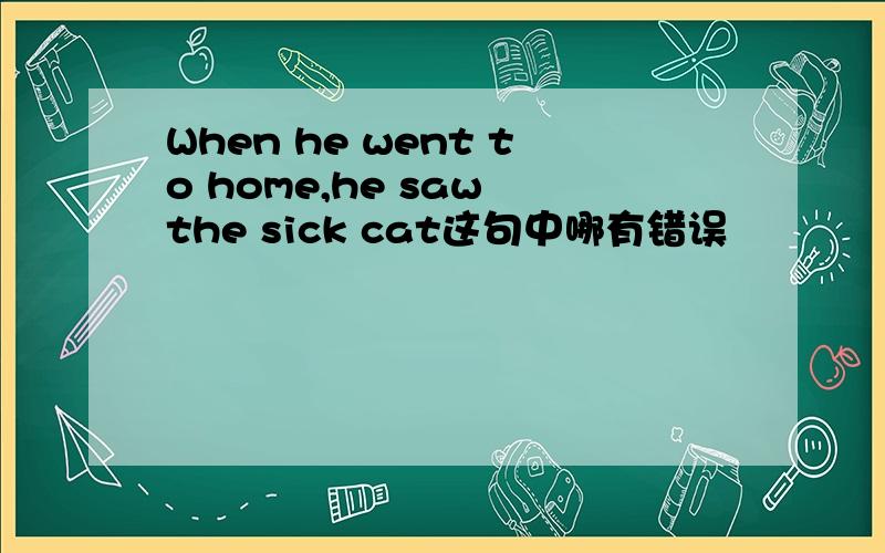 When he went to home,he saw the sick cat这句中哪有错误