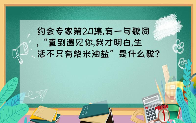 约会专家第20集,有一句歌词,“直到遇见你,我才明白,生活不只有柴米油盐”是什么歌?